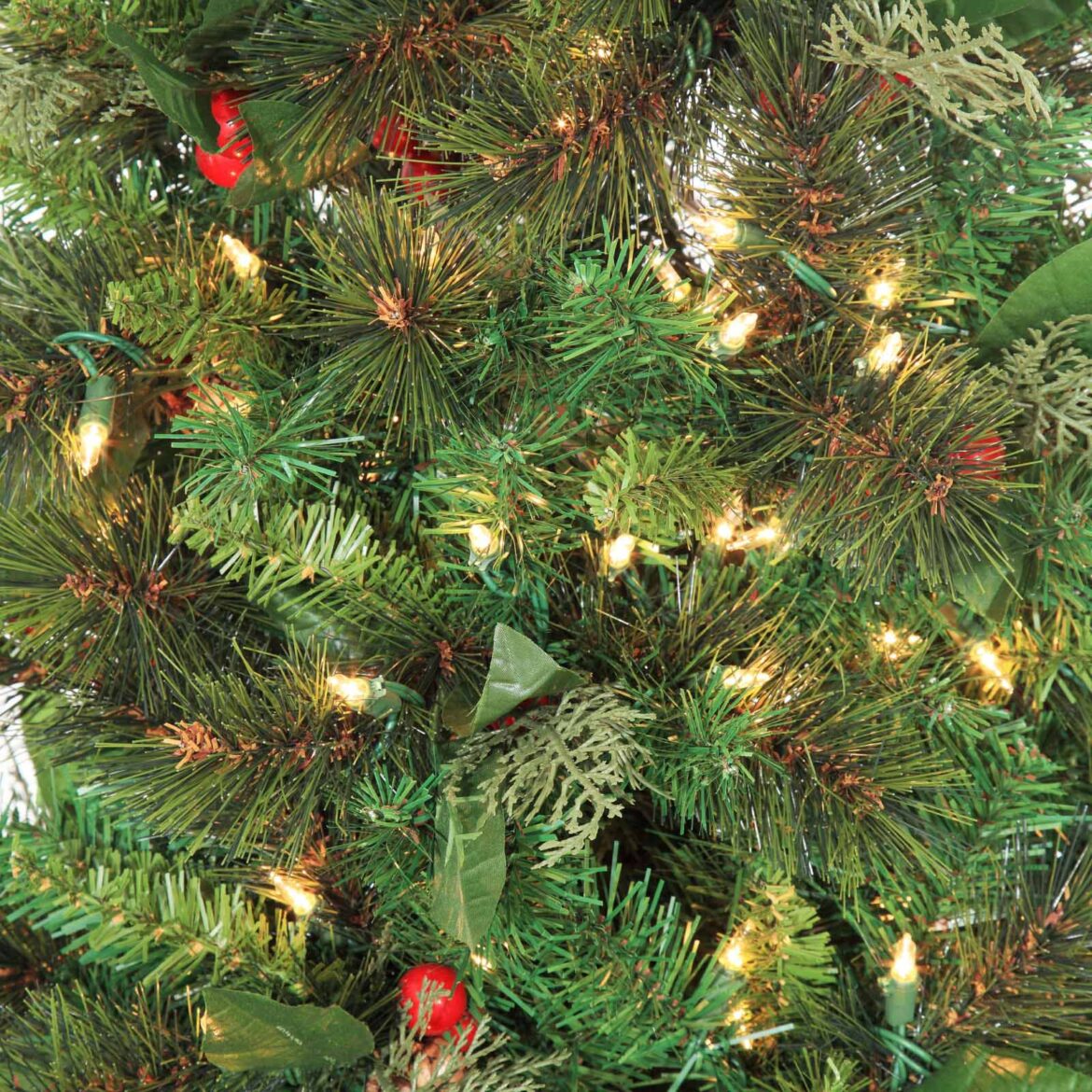 Get 5-foot Potted Entrance Artificial Christmas Tree Decorated and Pre ...