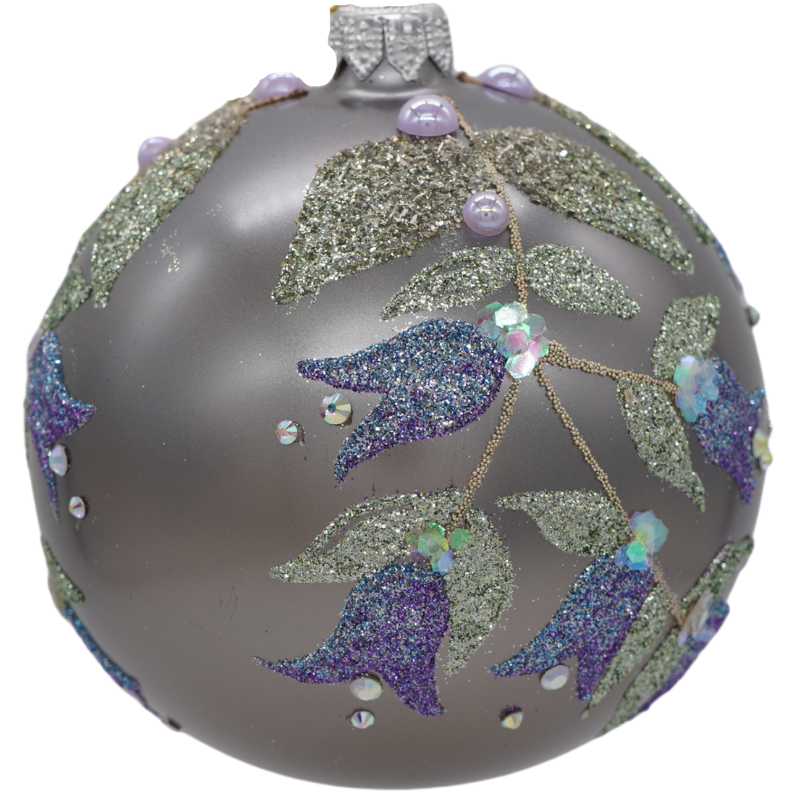 Get Lavender and Blue Glitter Floral Christmas Ornament in MI at