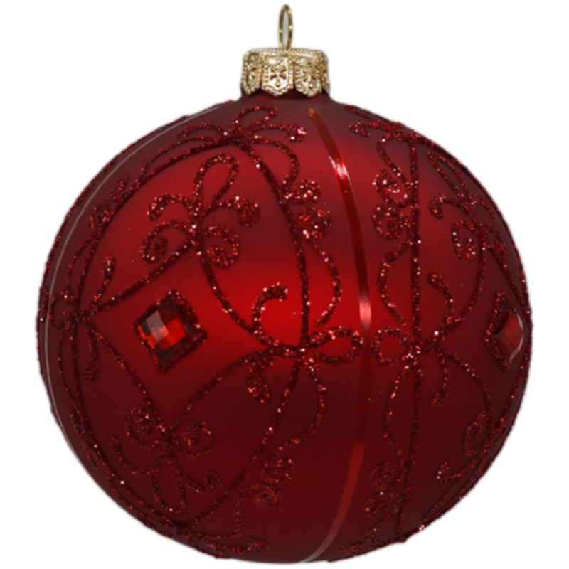 Get Red Glitter Pattern Embellished Christmas Ornament in MI at English