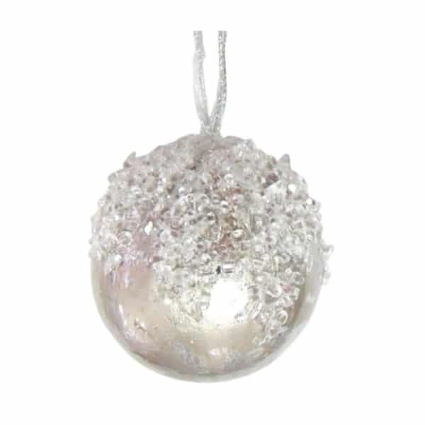 Platinum Icy Round Ornament, 3.75 in