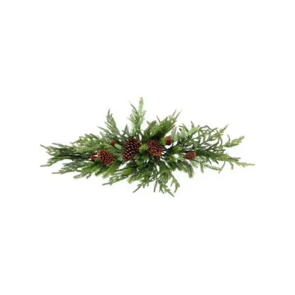Luxe Real Touch Mantle Garland Featuring Norfolk Pine, Spruce, Juniper and Pinecones 42"