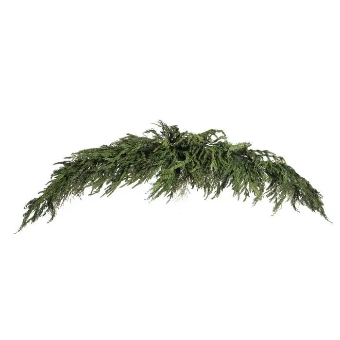 Luxe Norfolk Pine and Cyprus Mantle Garland 72″