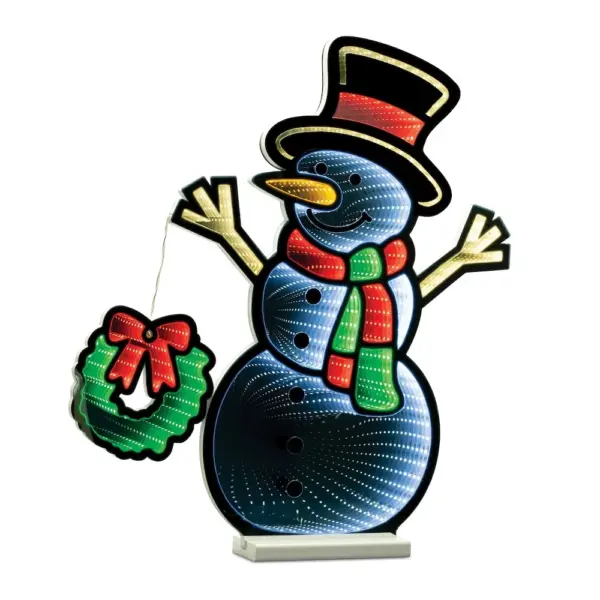 Snowman with Wreath Infinity Light Decoration 23.5"
