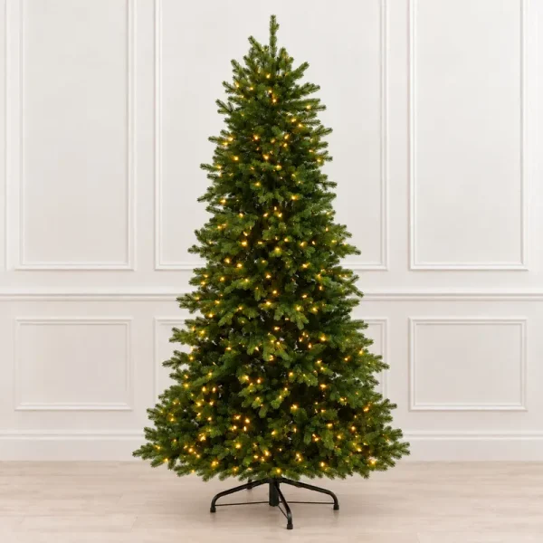 7.5-foot Slim Pacific Coast Fraser Fir Artificial Christmas Tree Pre-lit with Dual-color, Multi-Function LED Lights