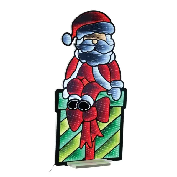 Santa Seated on Gift Infinity Light Decoration 47"