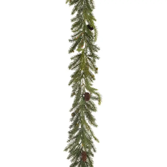 White Spruce Pinecone Garland 6′