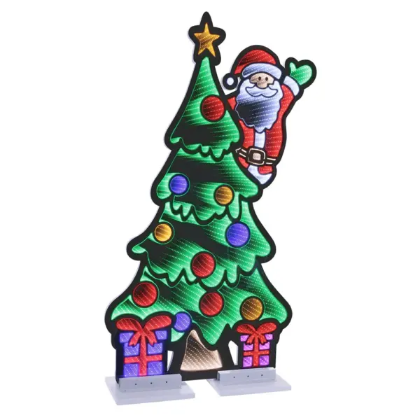 Santa and Christmas Tree Infinity Light Decoration 48"