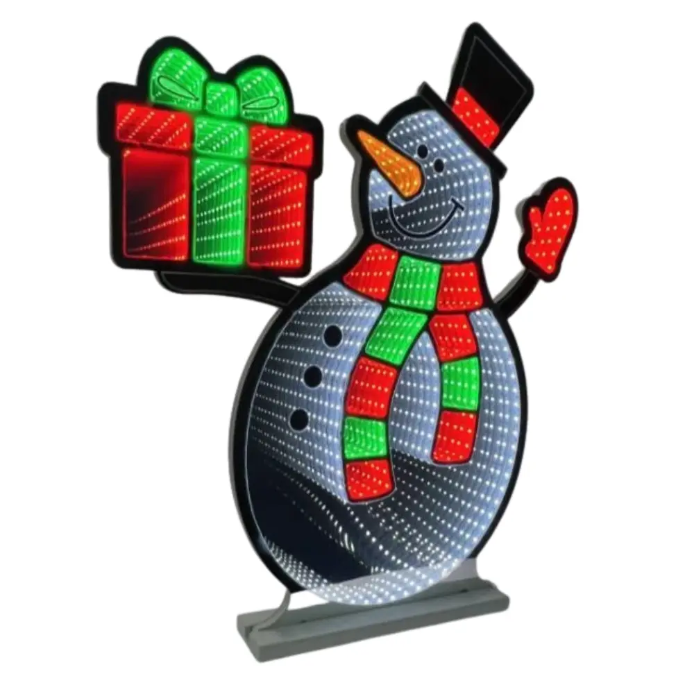 Snowman with Present Infinity Light Decoration 23.5″