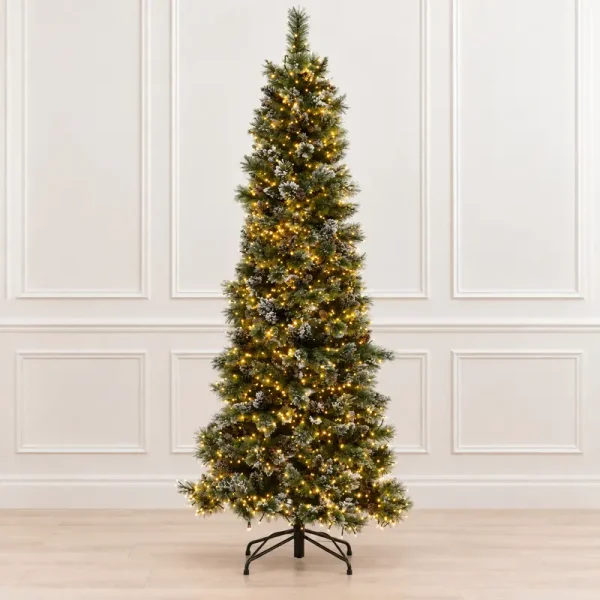 7-foot Slim Glittery Cashmere Pine Pre-lit with 2000 Dual Color L.E.D. Galaxy Lights