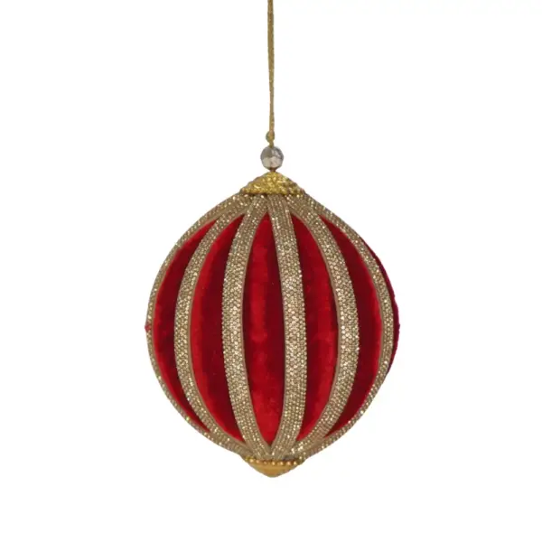 Red Velvet and Crystal Lace Ornament 4"