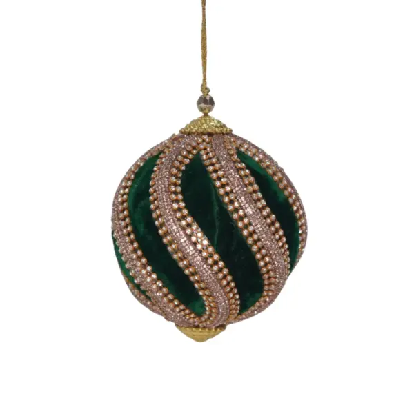 Green and Gold Velvet Ornament 4"