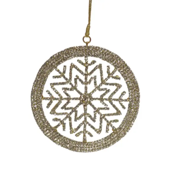 Round Crystal Snowflake Ornament 4"