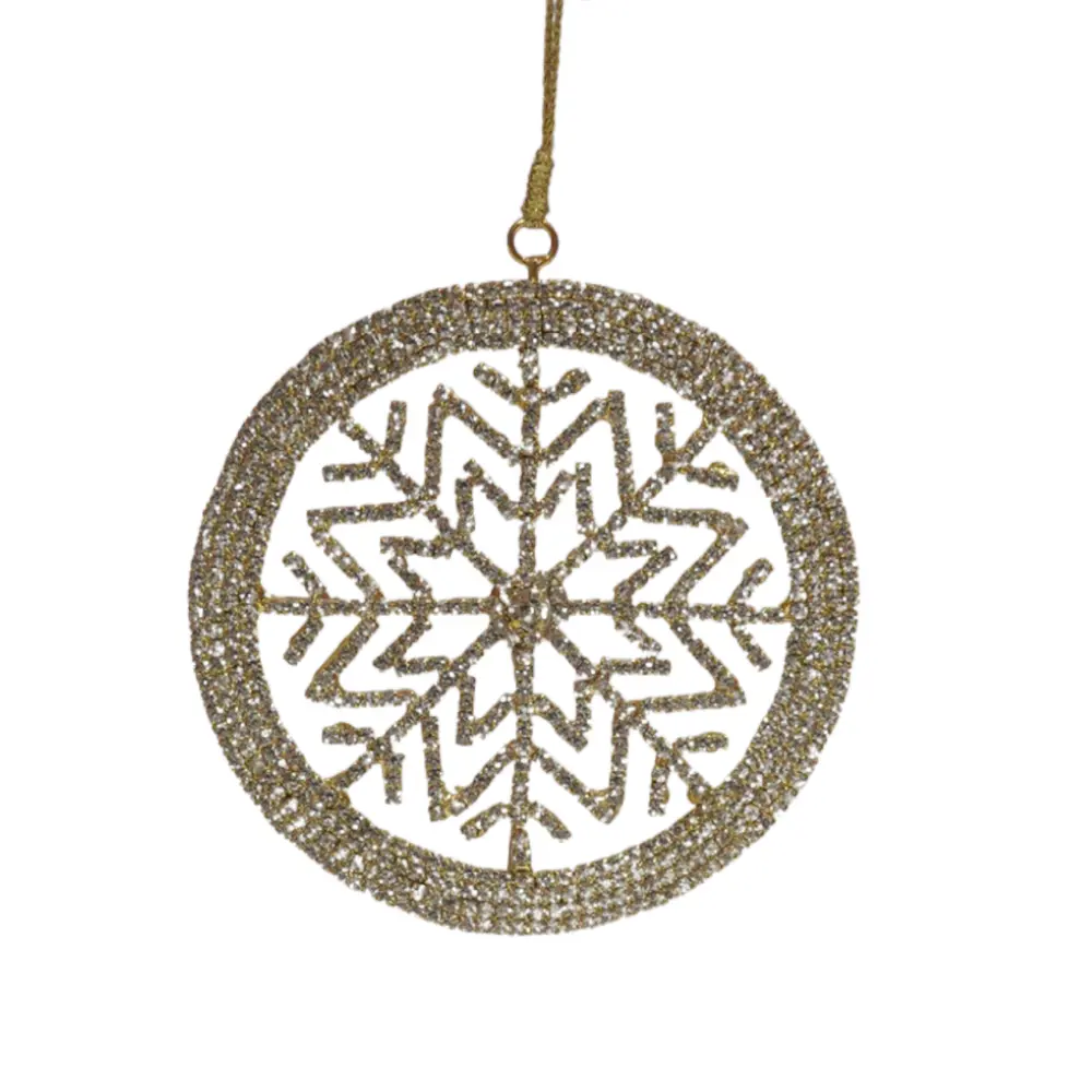 Round Crystal Snowflake Ornament 4″