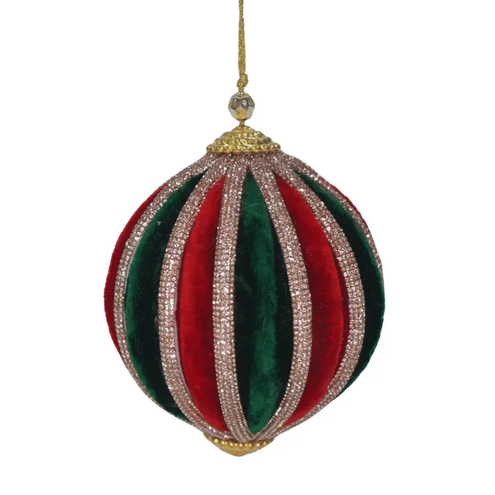 Red and Green Velvet Ornament 4″