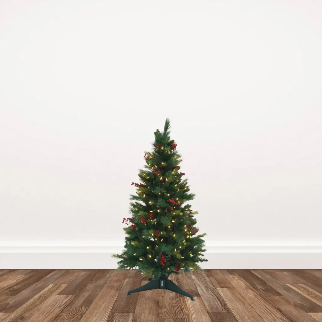 4-foot Decorated Fir Pre-lit with 250 Dual Color T5 L.E.D. Lights