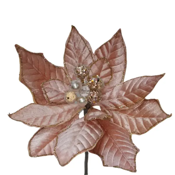 Rose gold Poinsettia Pick