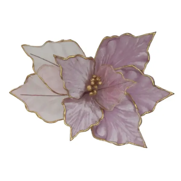 Lavendar and Gold Poinsettia Pick 28 x 30cm