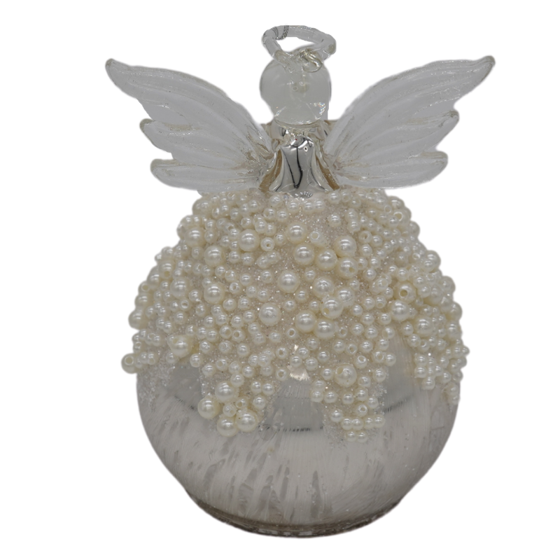 Get White Beaded Angel Christmas Ornament in MI at English Gardens
