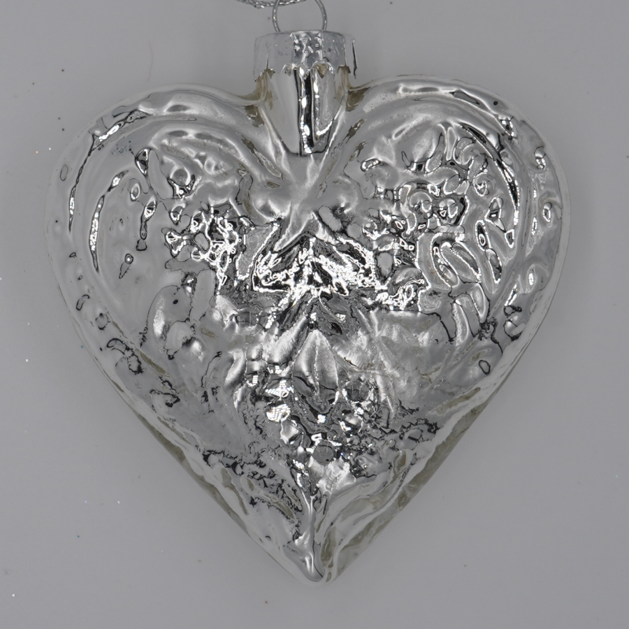 Get Sparkling Silver Heart Christmas Ornament in MI at English Gardens