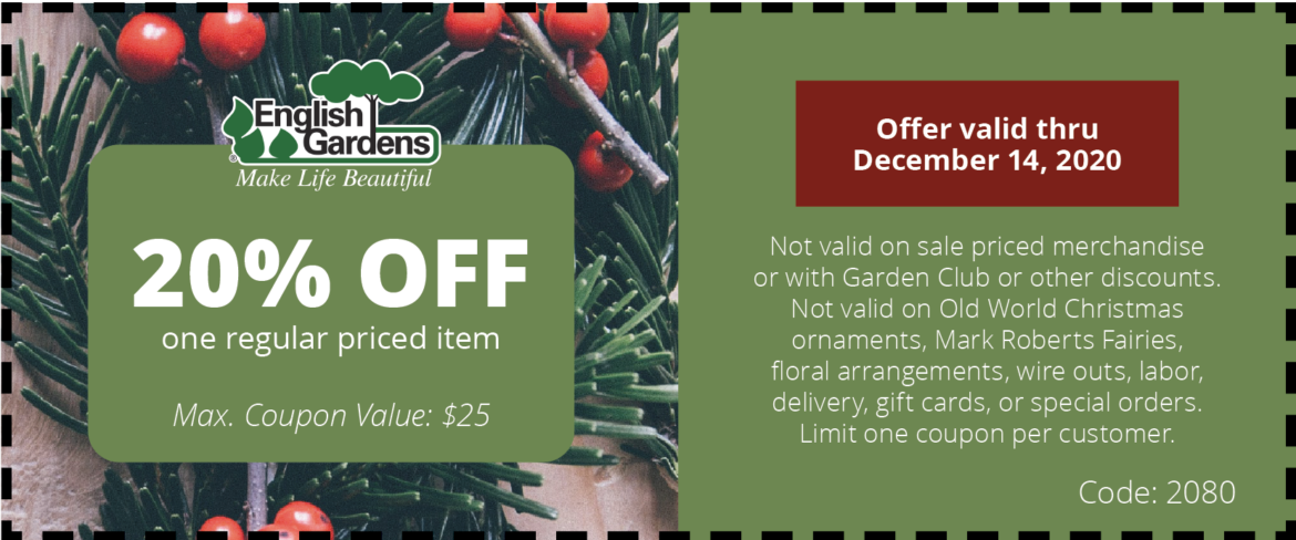 English Gardens 20% off Coupon Christmas 2020 | English Gardens
