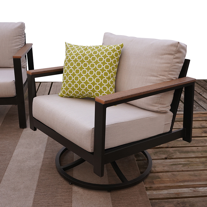 Hixon Patio Swivel Rocker Chair with Mahogany Tangent Arms 1 | English ...