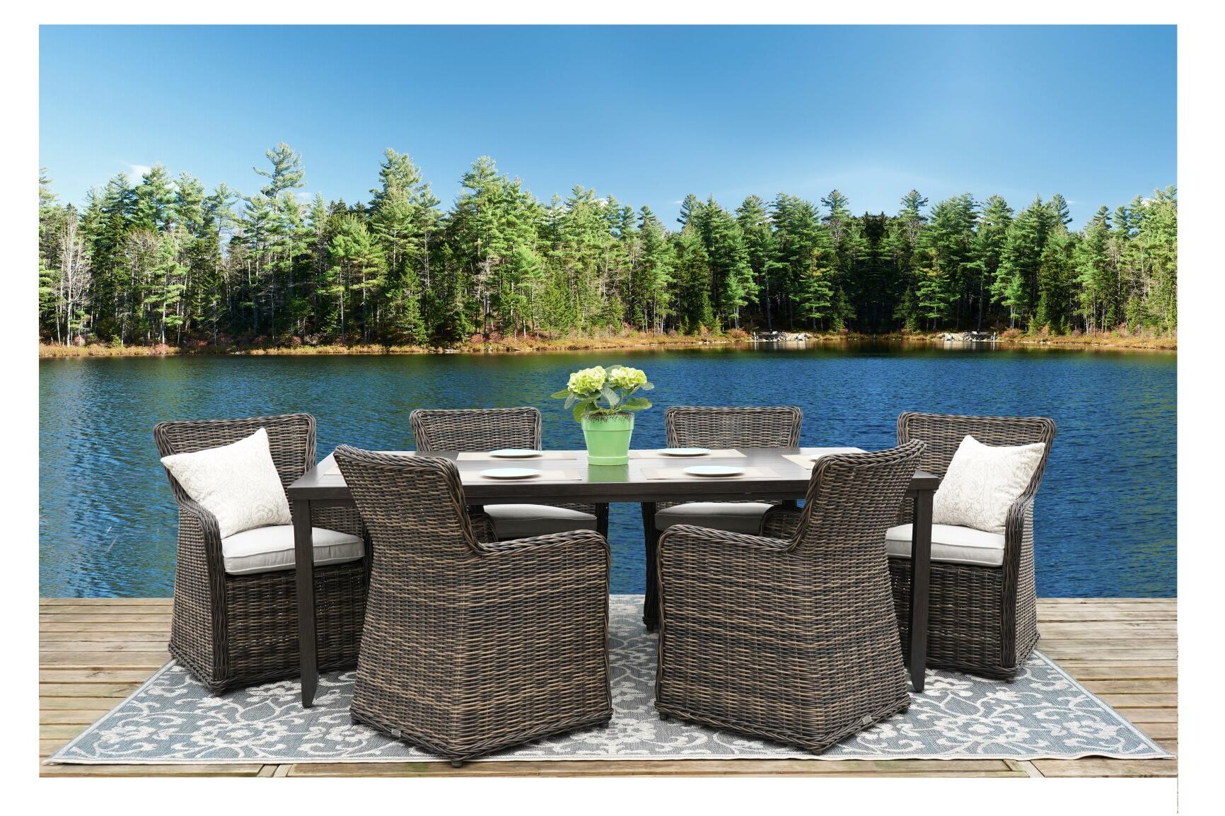 Get Marenisco 7-piece All-weather Wicker Dining Set in MI at English